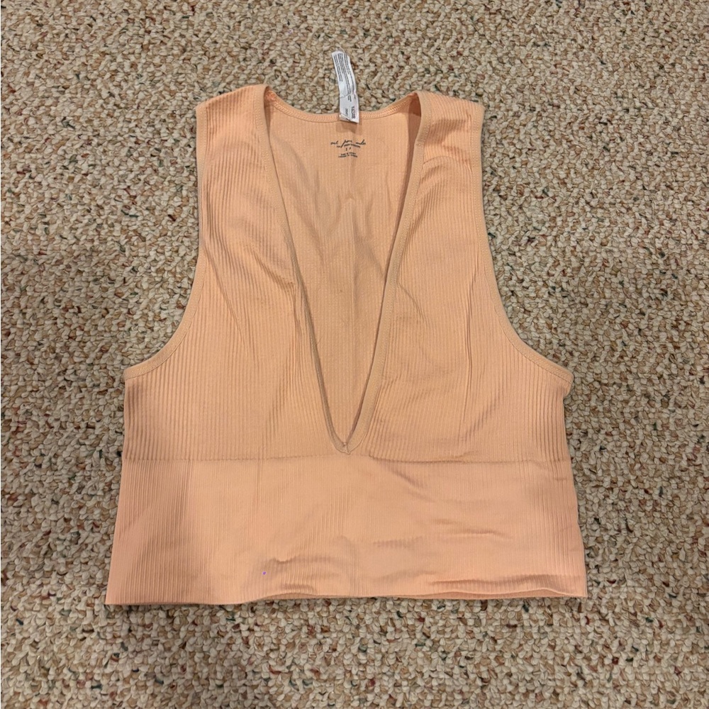 Urban Outfitters Peach Deep V-Neck Crop Top